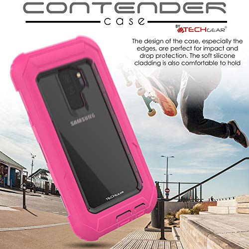 [Contender Case] Samsung Galaxy S9 Plus Heavy Duty Case with Built-in Screen Protector, 360 [Full Body] Protective Cover with Kick Stand