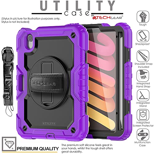 [UTILITY Case] Full Body Shockproof Case with Stand, Hand & Shoulder Strap for Apple iPad Mini 7 / Mini 6 8.3" [7th / 6th Generation]