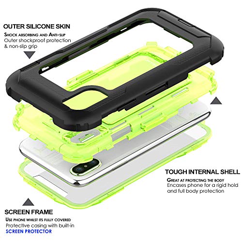 [Contender Case] iPhone XS Max Heavy Duty Case with Built-in Screen Protector, 360 [Full Body] Protective Cover with Kick Stand