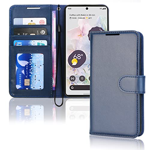 [Wallet Case] Protective Cover with Cash & Card Holder, Stand and Wrist Strap For Google Pixel 6