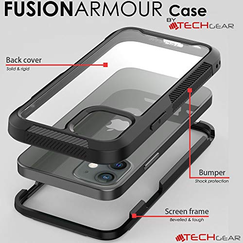 [Fusion Armour Case] Premium Slim Hybrid Tough Heavy Duty, Clear Back Bumper Case for iPhone 12 Mini