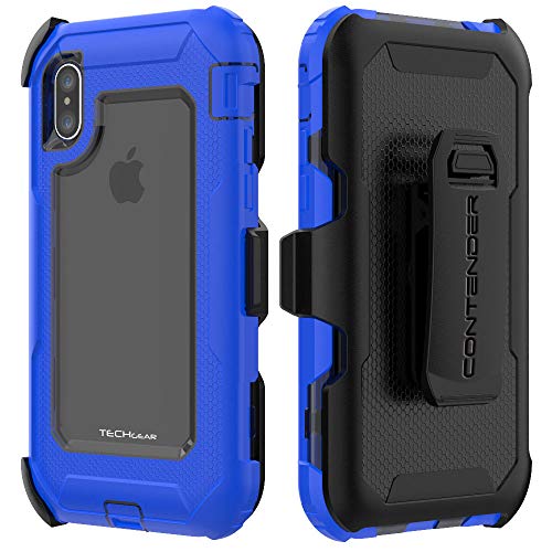 [Contender Case] iPhone XS Max Heavy Duty Case with Built-in Screen Protector, 360 [Full Body] Protective Cover with Kick Stand