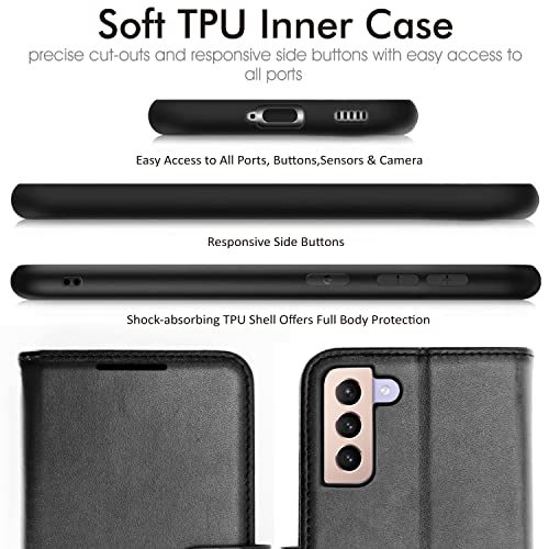 [Wallet Case] Protective Cover with Cash & Card Holder, Stand and Wrist Strap For Samsung Galaxy S23