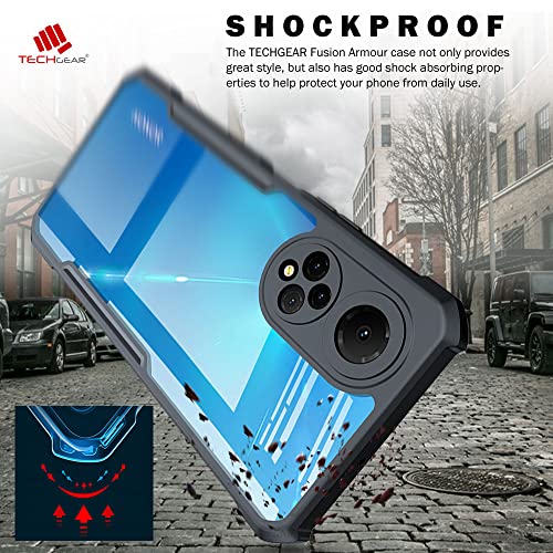 [Fusion Armour Case] Premium Hybrid Tough Heavy Duty, Clear Back, Bumper Case for Honor X7 (4G)