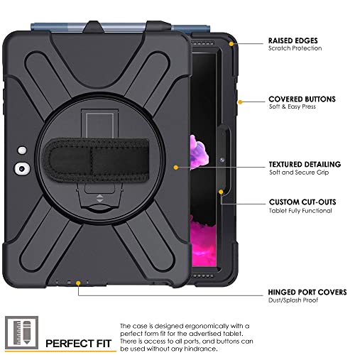 [X-Case] Rugged Armour Case with Stand, Hand & Shoulder Strap for Microsoft Surface Go 4 / Surface Go 3 / Go 2 10.5"