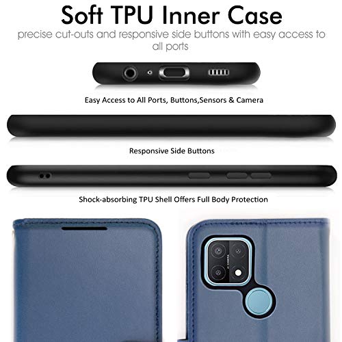 [Wallet Case] Protective Cover with Cash & Card Holder, Stand and Wrist Strap For Oppo A15 / A15s