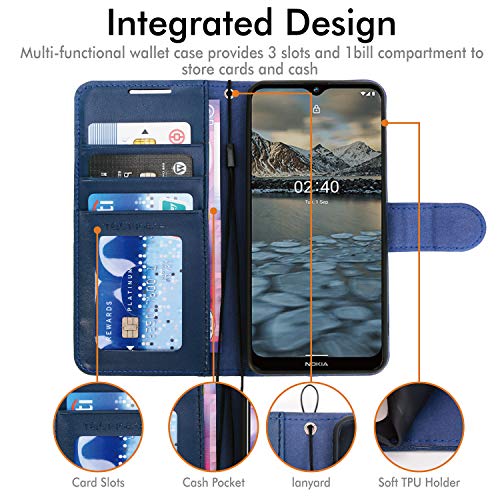 [Wallet Case] Protective Cover with Cash & Card Holder, Stand and Wrist Strap For Nokia 2.4