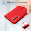 [Leather Wallet Case] Genuine Leather [RFID Blocking] Magnetic Flip Case with Card & Slots and Stand For Samsung Galaxy S22 Plus