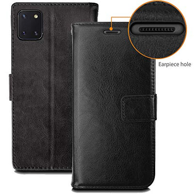 [Leather Wallet Case] Protective Cover with Cash & Card Holder, Stand and Wrist Strap For Samsung Galaxy S10 Lite