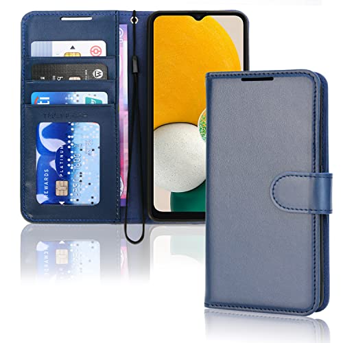[Wallet Case] Protective Cover with Cash & Card Holder, Stand and Wrist Strap For Samsung Galaxy A04s / A13 5G