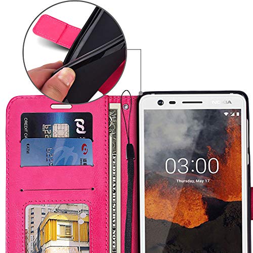 [Wallet Case] Protective Cover with Cash & Card Holder, Stand and Wrist Strap For Nokia 3.1