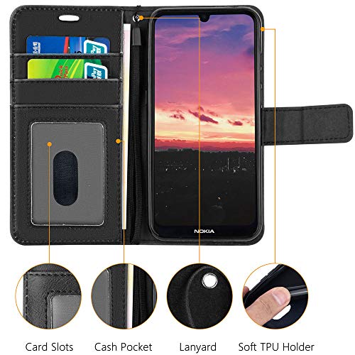 [Wallet Case] Protective Cover with Cash & Card Holder, Stand and Wrist Strap For Nokia 1.3