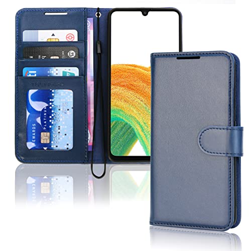 [Wallet Case] Protective Cover with Cash & Card Holder, Stand and Wrist Strap For Samsung Galaxy A33 5G