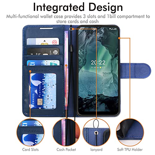 [Wallet Case] Protective Cover with Cash & Card Holder, Stand and Wrist Strap For Nokia G11 / G21