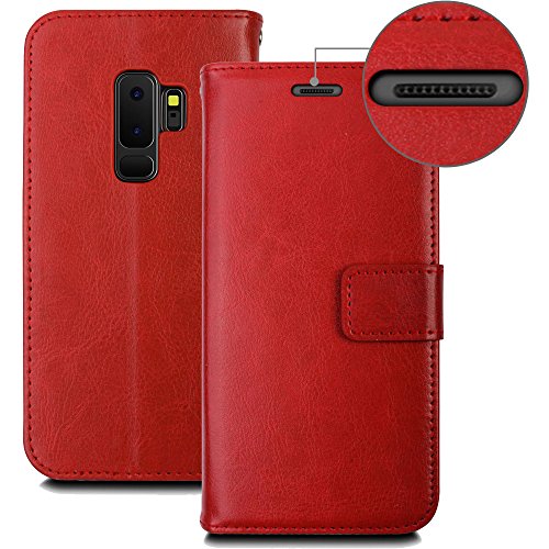 [Wallet Case] Protective Cover with Cash & Card Holder, Stand and Wrist Strap For Samsung Galaxy S9 Plus