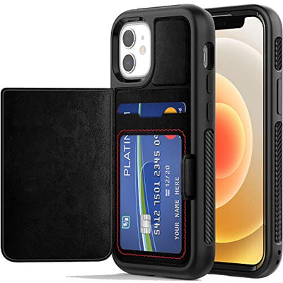 Tough Armoured Wallet 360 ShockProof Case with Card Slots & Stand for Apple iPhone 12 Mini