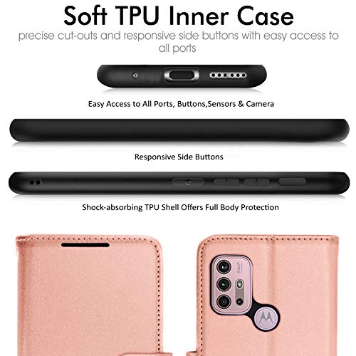 [Wallet Case] Protective Cover with Cash & Card Holder, Stand and Wrist Strap For Motorola Moto G30 / G10