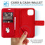 [Leather Wallet Case] Genuine Leather [RFID Blocking] Magnetic Flip Case with Card & Slots and Stand For iPhone 14 6.1"