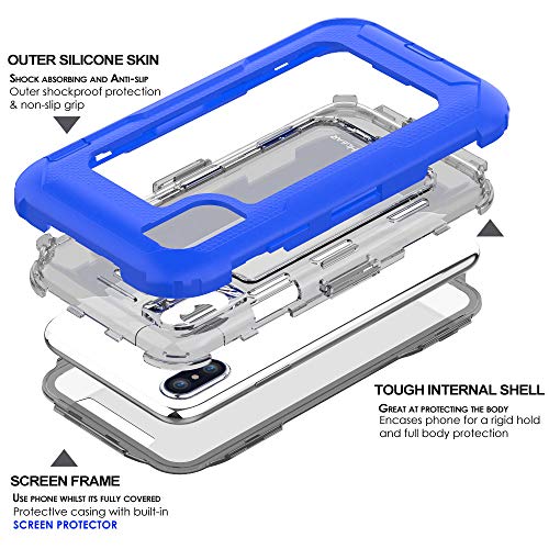 [Contender Case] iPhone XS Max Heavy Duty Case with Built-in Screen Protector, 360 [Full Body] Protective Cover with Kick Stand