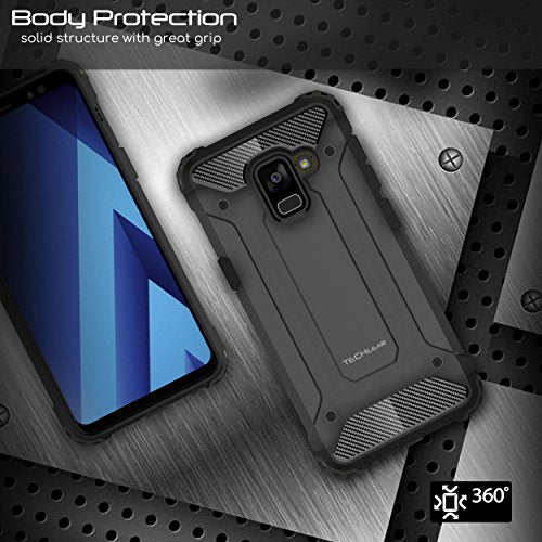 [Tough Armoured Case] ShockProof Dual-Layer Protective Heavy Duty Cover for Samsung Galaxy A8 2018