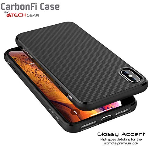 [CarbonFi Case] Flexible Shockproof  Slim Fit Case Cover with Carbon Fibre Detailing for iPhone XS Max 6.5"