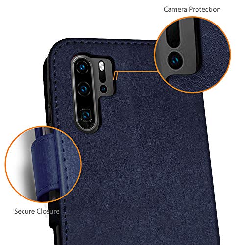 [Wallet Case] Protective Cover with Cash & Card Holder, Stand and Wrist Strap For Huawei P30 Pro