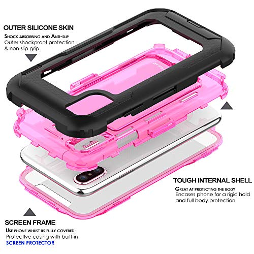 [Contender Case] iPhone XS Max Heavy Duty Case with Built-in Screen Protector, 360 [Full Body] Protective Cover with Kick Stand