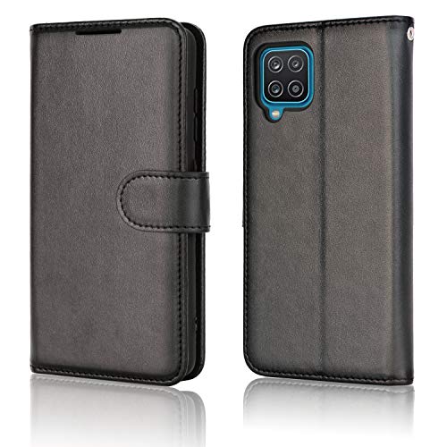 [Wallet Case] Protective Cover with Cash & Card Holder, Stand and Wrist Strap For Samsung Galaxy A12