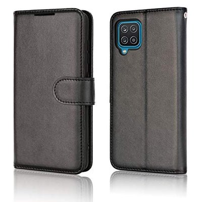 [Wallet Case] Protective Cover with Cash & Card Holder, Stand and Wrist Strap For Samsung Galaxy A12