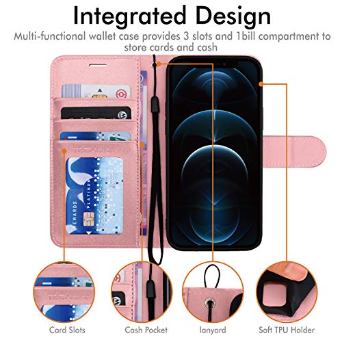[Wallet Case] Protective Cover with Cash & Card Holder, Stand and Wrist Strap For Apple iPhone 12 Pro Max