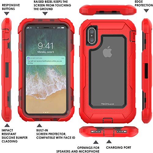 [Contender Case] iPhone XS Max Heavy Duty Case with Built-in Screen Protector, 360 [Full Body] Protective Cover with Kick Stand