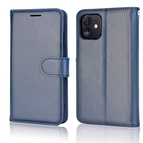 [Wallet Case] Protective Cover with Cash & Card Holder, Stand and Wrist Strap For Apple iPhone 12 Mini