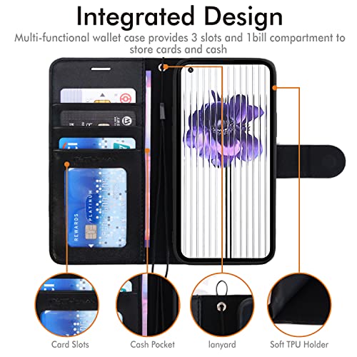 [Wallet Case] Protective Cover with Cash & Card Holder, Stand and Wrist Strap For Nothing Phone 1
