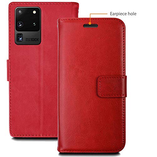 [Wallet Case] Protective Cover with Cash & Card Holder, Stand and Wrist Strap For Samsung Galaxy S20 Ultra