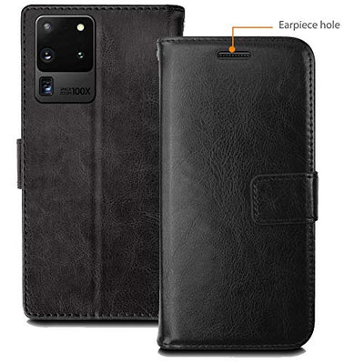 [Wallet Case] Protective Cover with Cash & Card Holder, Stand and Wrist Strap For Samsung Galaxy S20 Ultra