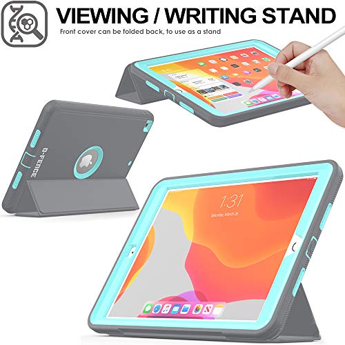 [D-FENCE Case] Tough & Rugged Smart Case For Apple iPad 10.2" 9th, 8th, 7th Generation