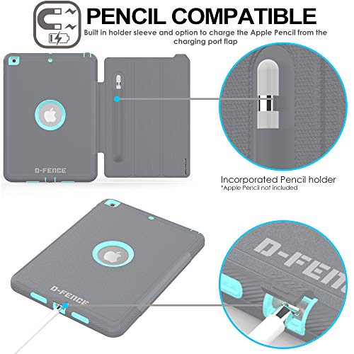[D-FENCE Case] Tough & Rugged Smart Case For Apple iPad 10.2" 9th, 8th, 7th Generation