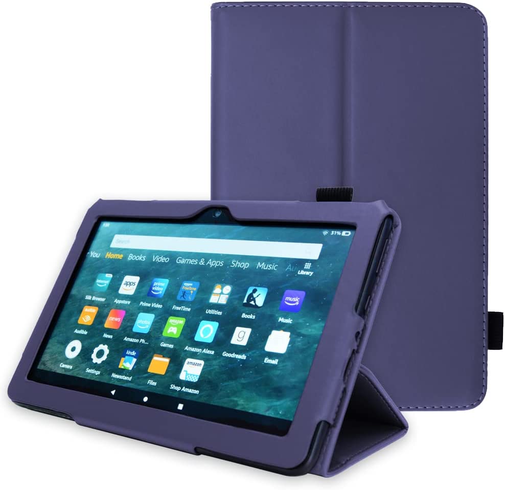 [Folio Case] Smart Cover Stand with Auto Sleep/Wake & Hand Strap For Amazon Fire HD 8" / HD 8" Plus (2024, 2022 & 2020 / 14th, 12th & 10th Generation)