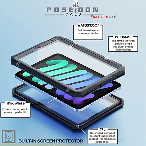 [Poseidon Case] Waterproof Case for Apple iPad Mini 7 / Mini 6 8.3" [7th / 6th Generation]