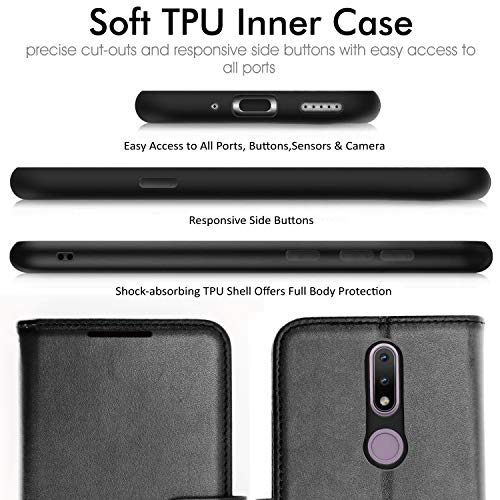 [Wallet Case] Protective Cover with Cash & Card Holder, Stand and Wrist Strap For Nokia 2.4