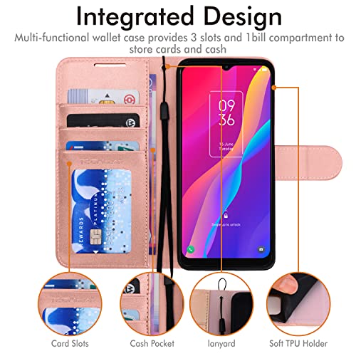 [Wallet Case] Protective Cover with Cash & Card Holder, Stand and Wrist Strap For TCL 306 / TCL 305 / TCL 30 SE