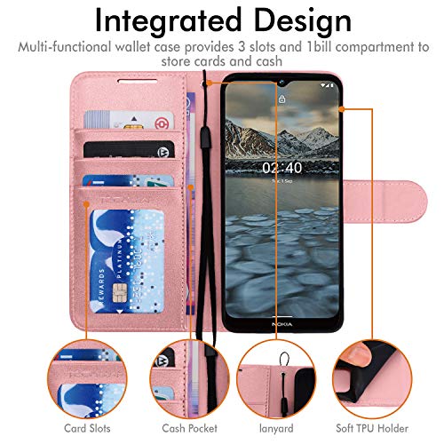 [Wallet Case] Protective Cover with Cash & Card Holder, Stand and Wrist Strap For Nokia 2.4