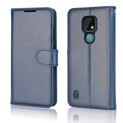 [Wallet Case] Protective Cover with Cash & Card Holder, Stand and Wrist Strap For Motorola Moto E7