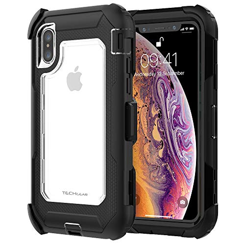 [Contender Case] iPhone XS Max Heavy Duty Case with Built-in Screen Protector, 360 [Full Body] Protective Cover with Kick Stand