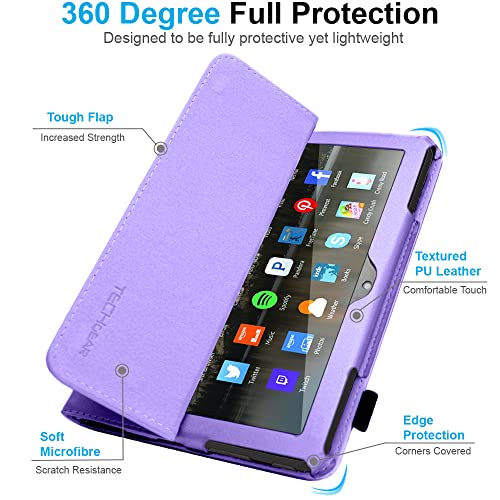 [Folio Case] Smart Cover Stand with Auto Sleep/Wake & Hand Strap For New Amazon Fire 7" (12th Generation / 2022)