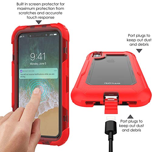 [Contender Case] iPhone XS Max Heavy Duty Case with Built-in Screen Protector, 360 [Full Body] Protective Cover with Kick Stand