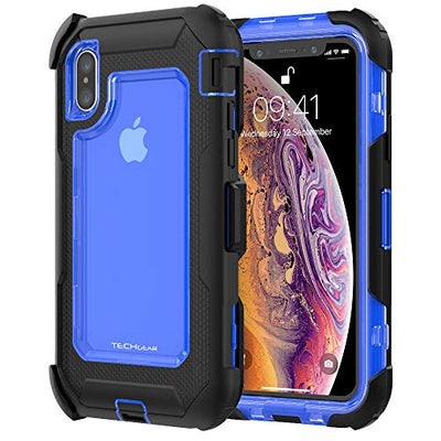 [Contender Case] iPhone XS Max Heavy Duty Case with Built-in Screen Protector, 360 [Full Body] Protective Cover with Kick Stand