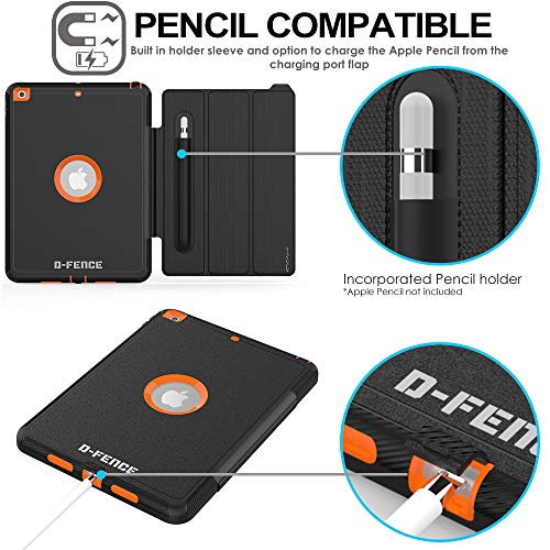 [D-FENCE Case] Tough & Rugged Smart Case For Apple iPad 10.2" 9th, 8th, 7th Generation