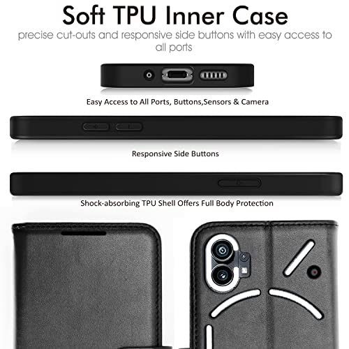 [Wallet Case] Protective Cover with Cash & Card Holder, Stand and Wrist Strap For Nothing Phone 1