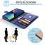 [Leather Wallet Case] Genuine Leather [RFID Blocking] Magnetic Flip Case with Card & Slots and Stand For iPhone 13 6.1"